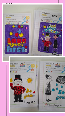 Mr Happy and Miss Grimm investigate through STEAM, AI (and 3D printing) self, world, life skills and SDGs CodeWeek activity